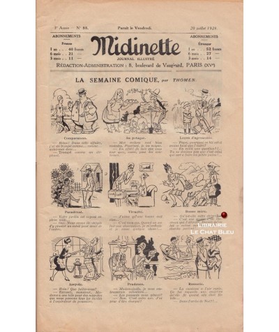 Journal illustré Midinette n° 88 du 20 juillet 1928 - Melle G. Maddie en couverture