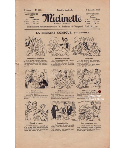 Journal illustré Midinette n° 199 du 5 septembre 1930 - Melle Henriette Delannoy en couverture