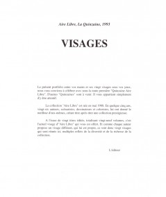Air Libre, La Quinzaine, 1993 : VISAGES (Collectif) - Editions Dupuis