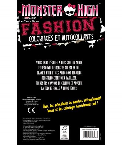Monster High Fashion : Coloriages et autocollants - Editions Schwager & Steinlein
