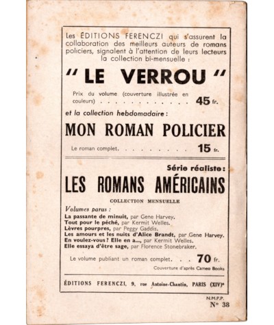 Le domino de velours mauve (Jacques Chambon) - Police et Mystère N° 38 - Ferenczi