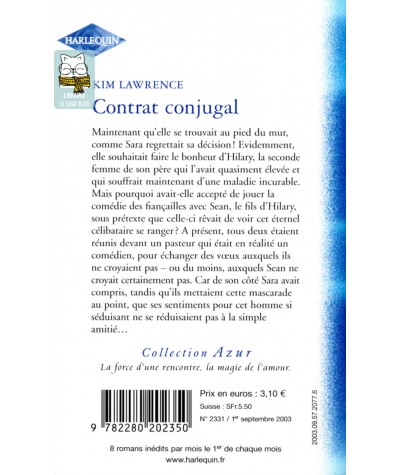 Contrat conjugal - Kim Lawrence - Harlequin Azur N° 2331