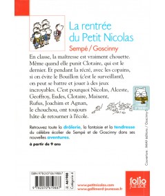 La rentrée du Petit Nicolas - Sempé et Goscinny - Folio Junior N° 1474